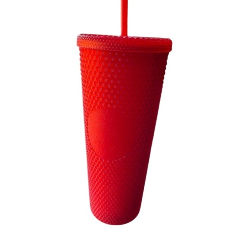STARBUCKS 2020 Studded Holiday Tumbler, 24oz Venti Cup - Matte Red Pre-Owned EUC